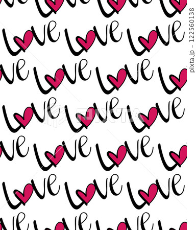 手書き風Loveの文字のシームレスパターン 122560138