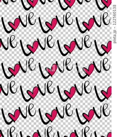 手書き風Loveの文字のシームレスパターン 122560138