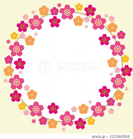 桜 フレーム ホワイトスペース 市松模様 桜 フレーム ホワイトスペース 市松模様 122560568