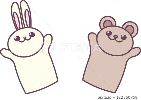 可愛いうさぎとクマのパペット 122560759