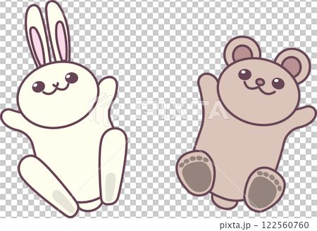 可愛いうさぎとクマがジャンプするイラスト 可愛いうさぎとクマがジャンプするイラスト 122560760