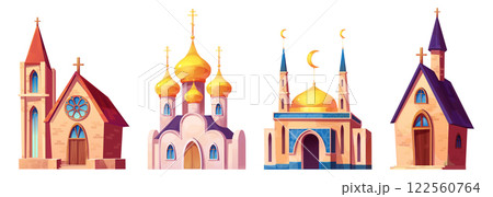 Church building cartoon set 122560764