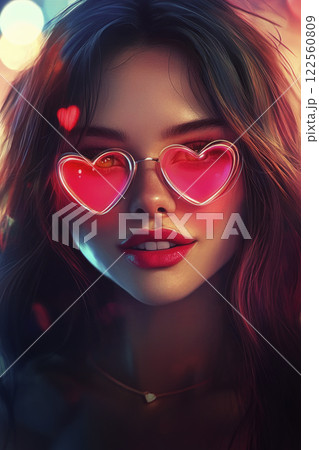 Valentine day concept, illustration love poster, Generative AI 122560809