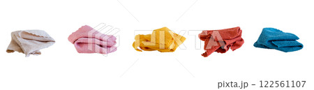 Set of cleaning cloths on a white background 122561107