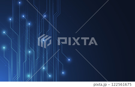 Abstract blue glowing line technology circuit board background design. Communication dot and line speed internet concept. Vector illustration Abstract blue glowing line technology circuit board background design. Communication dot and line speed internet concept. Vector illustration 122561675