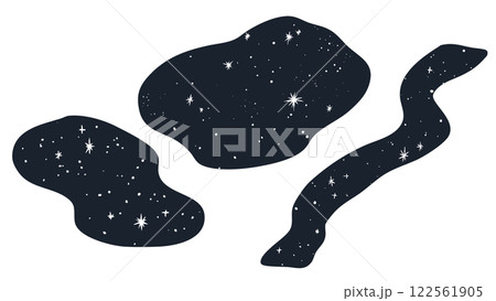 手描きのふにゃふにゃな星空　シンプルでかわいい装飾イラストセット　夜空　宇宙 122561905