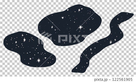 手描きのふにゃふにゃな星空　シンプルでかわいい装飾イラストセット　夜空　宇宙 122561905