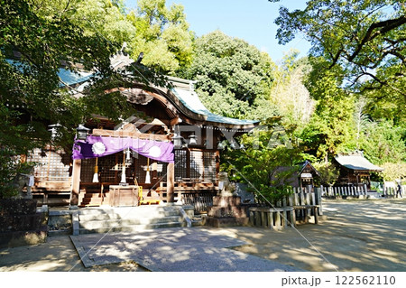 大阪　吹田　垂水神社　拝殿と境内社（初冬） 122562110