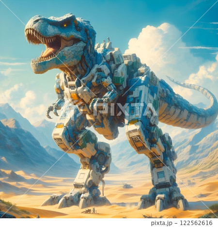 Desert robot tyrannosaurus rex. 122562616