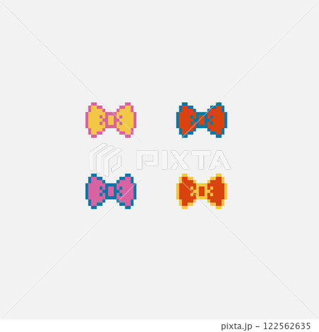 Bow Tie Pixel Item Virtual Item for Game or Graphics. Vector illustration 122562635