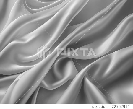 光沢のあるモノクロ色のシルク風背景素材。AI生成画像。 光沢のあるモノクロ色のシルク風背景素材。AI生成画像。 122562914