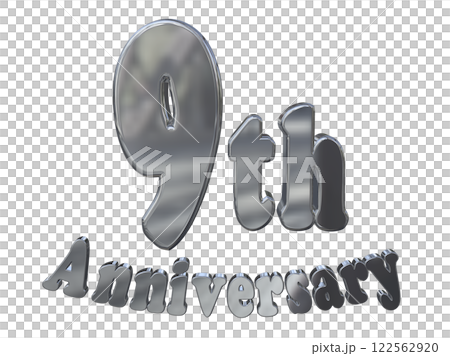 3DCG 字母“9 週年/9 週年紀念標誌閃耀”銀色,銀色 3DCG 字母“9 週年/9 週年紀念標誌閃耀”銀色,銀色 122562920