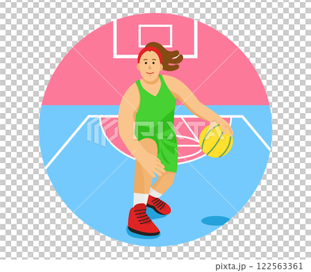 ドリブルする女子バスケットボール選手 ドリブルする女子バスケットボール選手 122563361