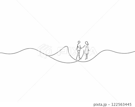 Minimalist Line Drawing of Two People Holding Hands Minimalist Line Drawing of Two People Holding Hands 122563445