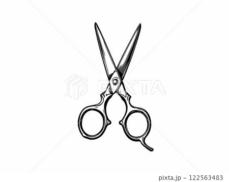 Detailed Line Art of Scissors Detailed Line Art of Scissors 122563483