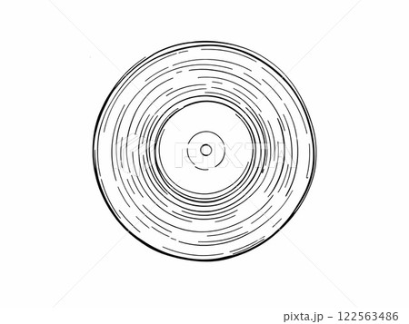 Line Art Illustration of a Vinyl Record Line Art Illustration of a Vinyl Record 122563486