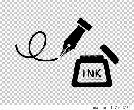 シンプルなつけペンとインクのイラスト シンプルなつけペンとインクのイラスト 122563726