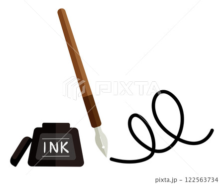 シンプルなつけペンとインクのイラスト 122563734