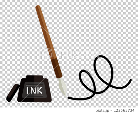 シンプルなつけペンとインクのイラスト 122563734