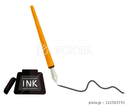 シンプルなつけペンとインクのイラスト 122563735
