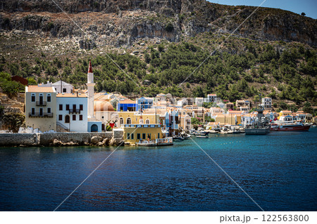 Pristine water and colourful houses in Kastellorizo island. Greece. Pristine water and colourful houses in Kastellorizo island. Greece. 122563800