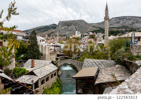 Beautiful Mostar old town in the autumn. Bosnia Herzegovina. Yugoslavia 122563813