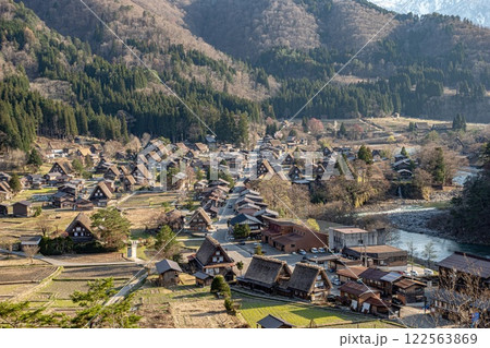 Shirakawa traditional village in Japan. Wooden houses. Shirakawa traditional village in Japan. Wooden houses. 122563869
