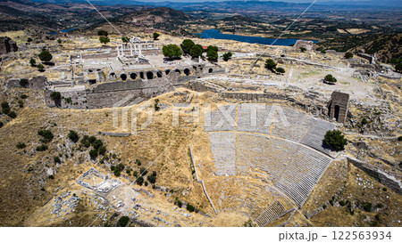 Aerial view of Pergamon amphitheatre. Ancient heritage in Turkey. 122563934