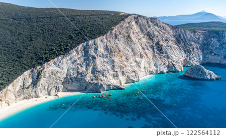 Porto Katsiki Greece most beautiful beach. Cliff and pristine waters. Lefkada 122564112