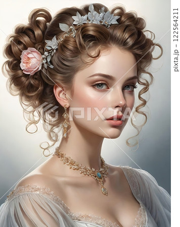 Elegance Updo: A Portrait of Sophistication Elegance Updo: A Portrait of Sophistication 122564211