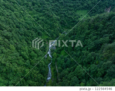 Aerial view of beautiful grassland mountain landscape 122564546