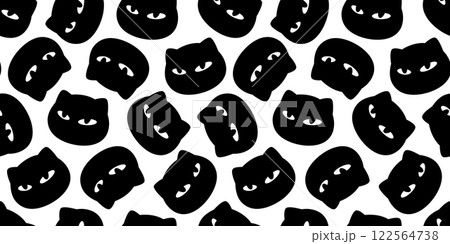 cat seamless pattern black kitten face head calico neko vector pet cartoon doodle gift wrapping paper tile background repeat wallpaper scarf isolated illustration design 122564738