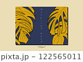 Tropical exotic monstera leaves card design background Tropical exotic monstera leaves card design background 122565011