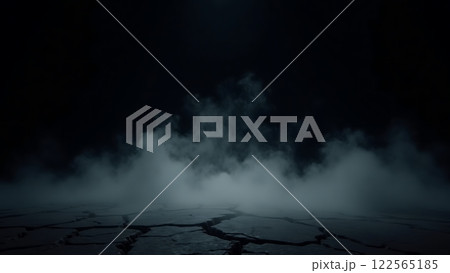 Mysterious Foggy Path with Moonlit Background Mysterious Foggy Path with Moonlit Background 122565185