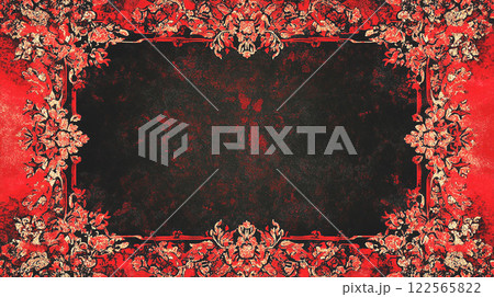 豪華な赤と黒のアンティークフレーム 122565822