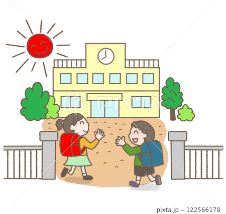 小学校_朝の登校風景 122566178