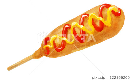 アメリカンドッグ(ケチャップ・マスタード)のイラスト 122566200