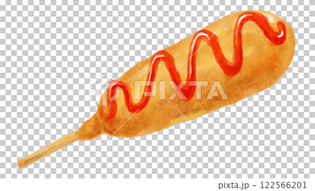 A simple illustration of a corn dog (ketchup) A simple illustration of a corn dog (ketchup) 122566201