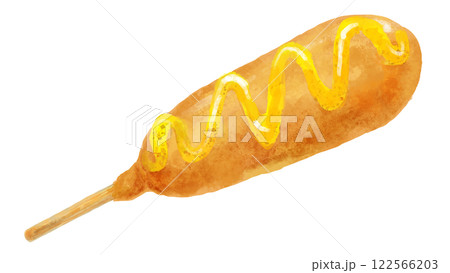 アメリカンドッグ(マスタード)のイラスト 122566203