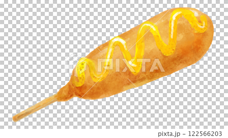 アメリカンドッグ(マスタード)のイラスト 122566203