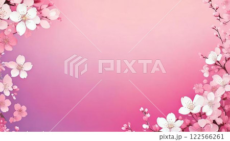 ピンク背景の桜のイラスト枠 122566261