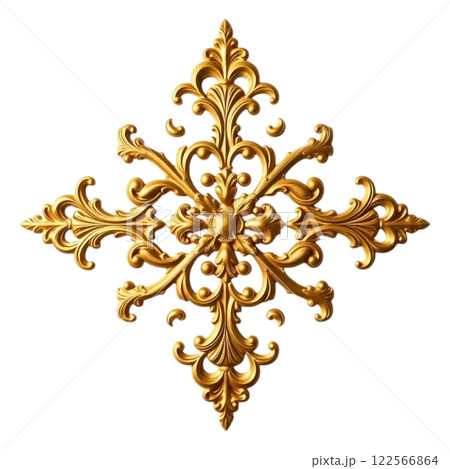 Stunning Gold Baroque Ornament: Exquisite Vintage Design for Luxurious Decoration 122566864