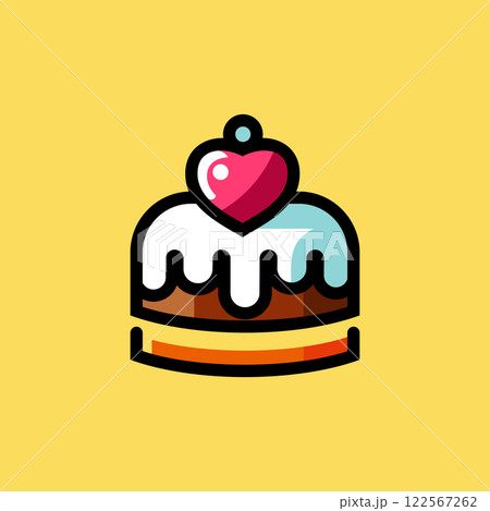 flat icon on background wedding cake with blue 122567262