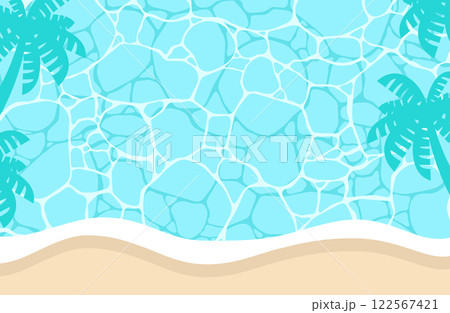 波の背景ベクターイラスト 夏 海 海面 ヤシの木 南国 砂浜 ビーチ 波の背景ベクターイラスト 夏 海 海面 ヤシの木 南国 砂浜 ビーチ 122567421