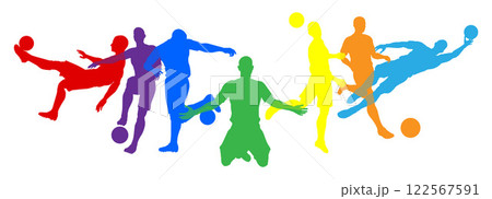 Soccer Football Players Men Silhouettes Concept 122567591