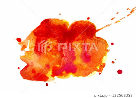Vibrant splash of orange and red watercolor on white, capturing the essence of creativity and energy in a dynamic artistic expression washed in hues of passion Vibrant splash of orange and red watercolor on white, capturing the essence of creativity and energy in a dynamic artistic expression washed in hues of passion 122568358