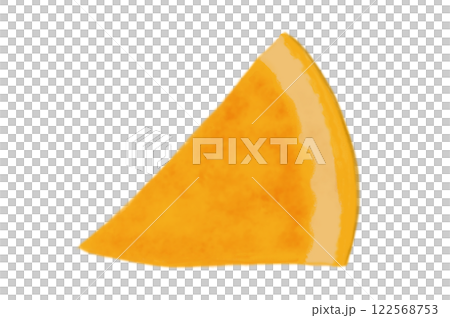 illustration of a pizza isolated on white background. pizza slice with salami,mushrooms, basil leaf and melted cheese for pizzeria package and menu designs. Flat illustration. 122568753