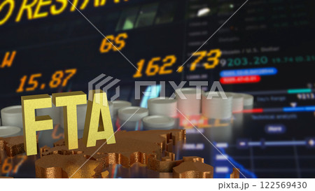 The FTA or Free Trade Area for Business concept 3d Rendering. 122569430