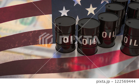 The Oil Tank on USA flag for Business concept 3d Rendering. 122569444