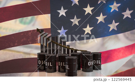 The Oil Tank on USA flag for Business concept 3d Rendering. 122569445